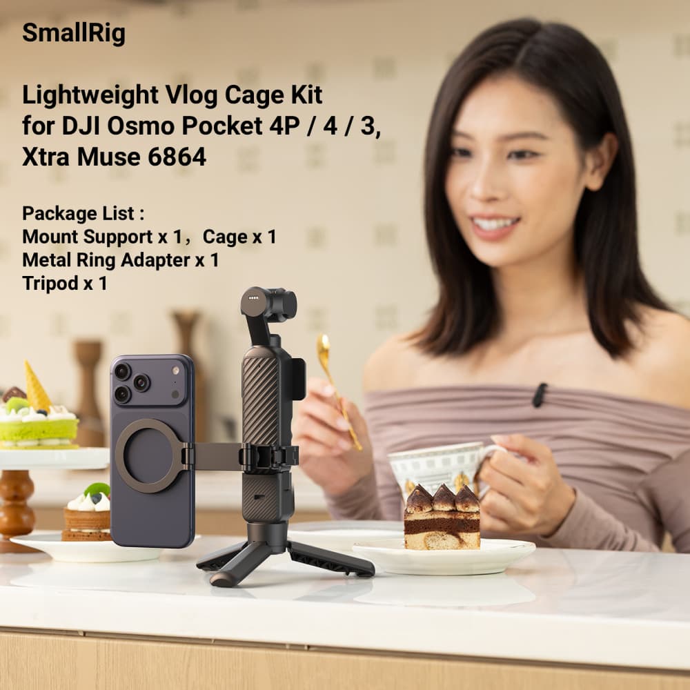 Kit De Gaiola Vlog Leve SmallRig Para DJI Osmo Pocket 4P/4/3 , Xtra Muse # 6864