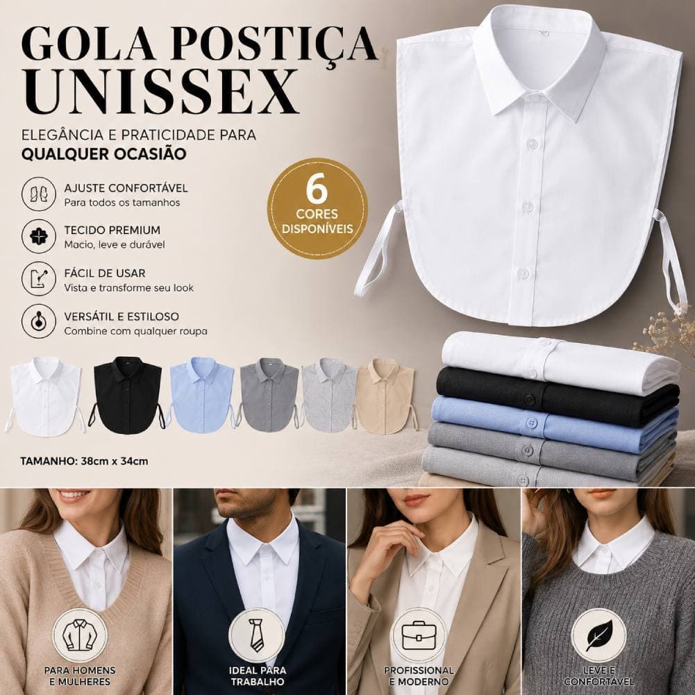 Camisa Falsa Feminina Masculina Gola Destacável Acessórios Femininos Versátil
