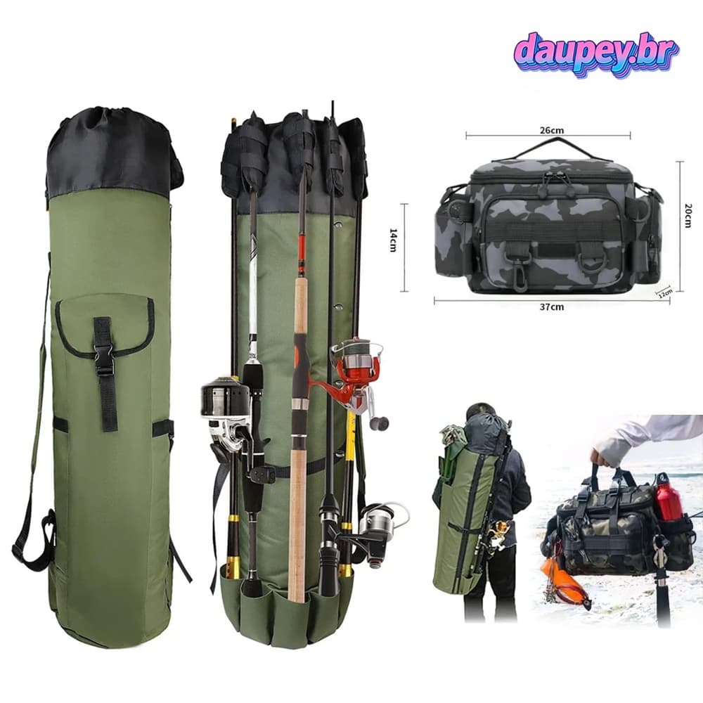 Estojo / Porta Varas De Pesca De Tecido / Bolsa Organizadora Para Viagem / Pesca