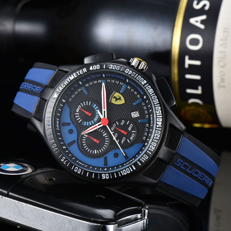Relógio masculino relógio masculino moda seis ponteiros de quartzo FERRARI relógio de pulso de marca superior F1