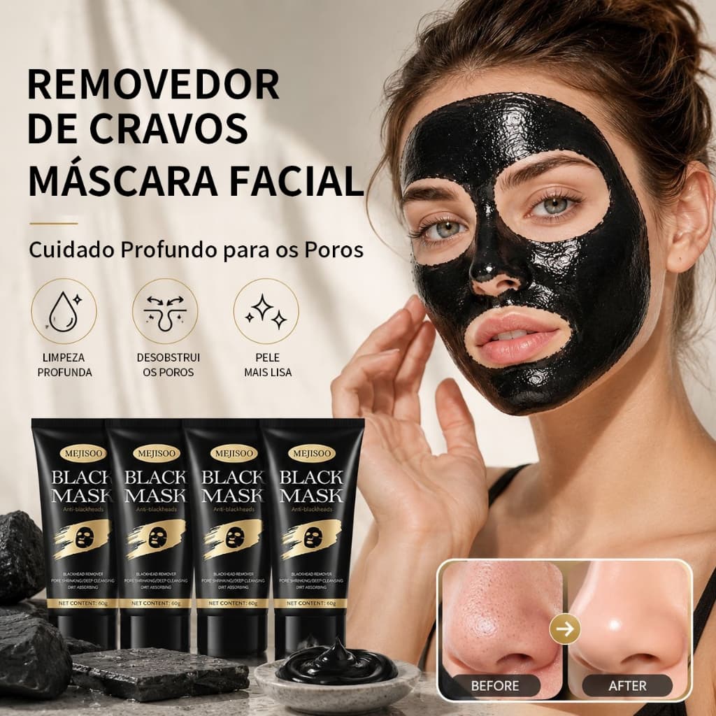 Máscara facial removível para eliminar cravos e acne, máscara facial para limpar os poros, aplique a máscara.
