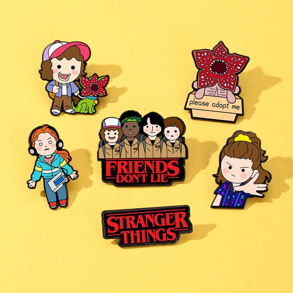 [6pçs] Broches de Liga da Stranger Things - Decora roupas e mochilas