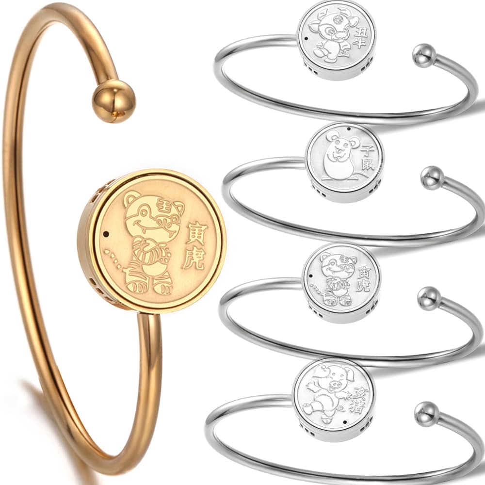 Nova Pulseira De Aromaterapia 12 Animais Do Zodíaco Chinês Aroma Perfume Aço Inoxidável Pulseiras De Ouro Difusor Prata