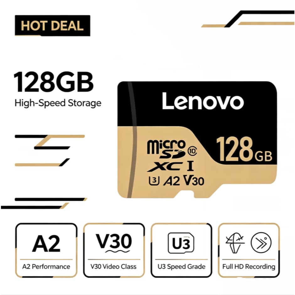 Cartão De Memória Flash Lenovo Micro SD TF 64GB 128GB 256GB 512GB Adequado Para Câmera De Vigilância De Áudio De Carro E