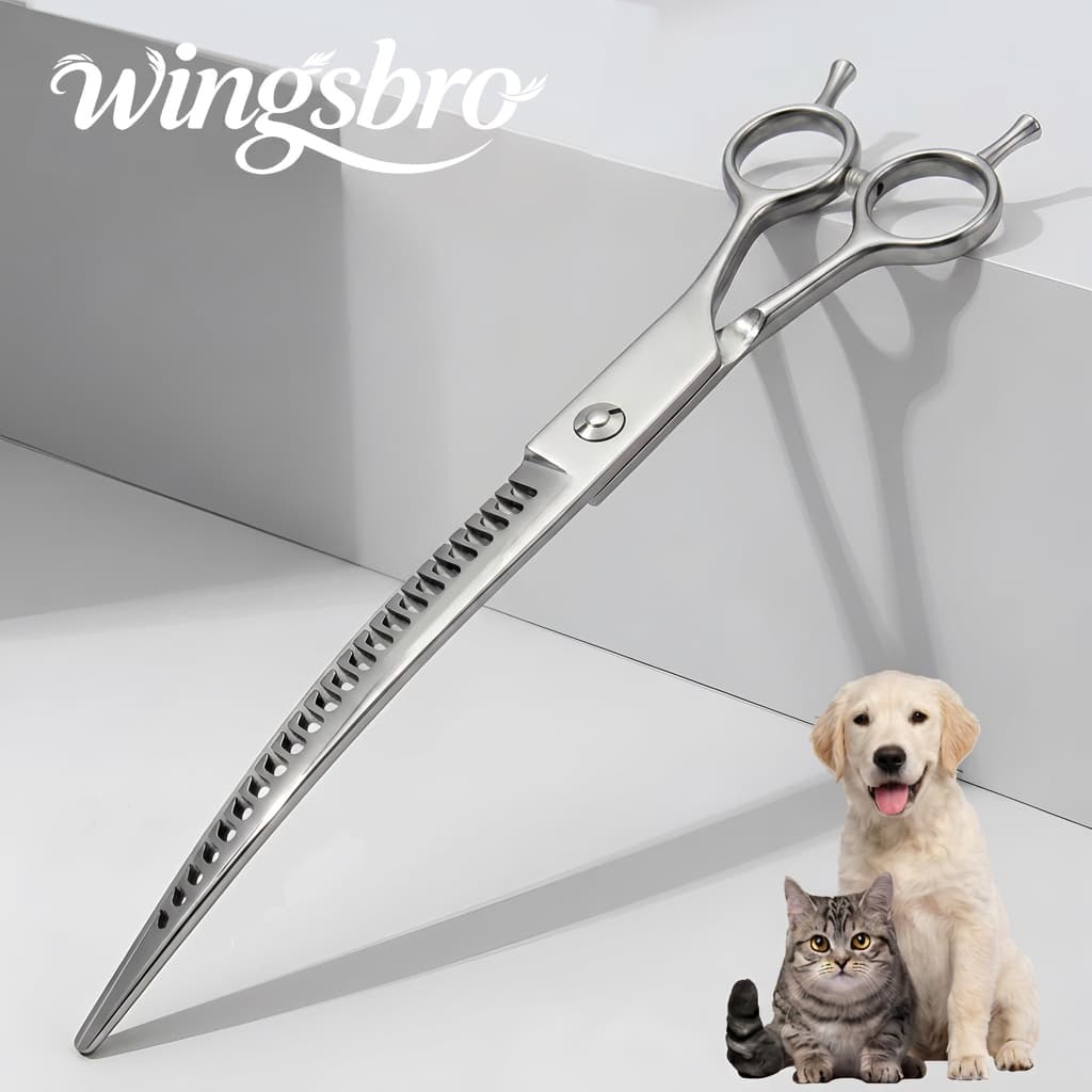 wingsbro Tesoura De Tubarão Curvada Para Cães De 8 Polegadas , Desbaste De Animais De Estimação , Ferramenta Cuidar De E