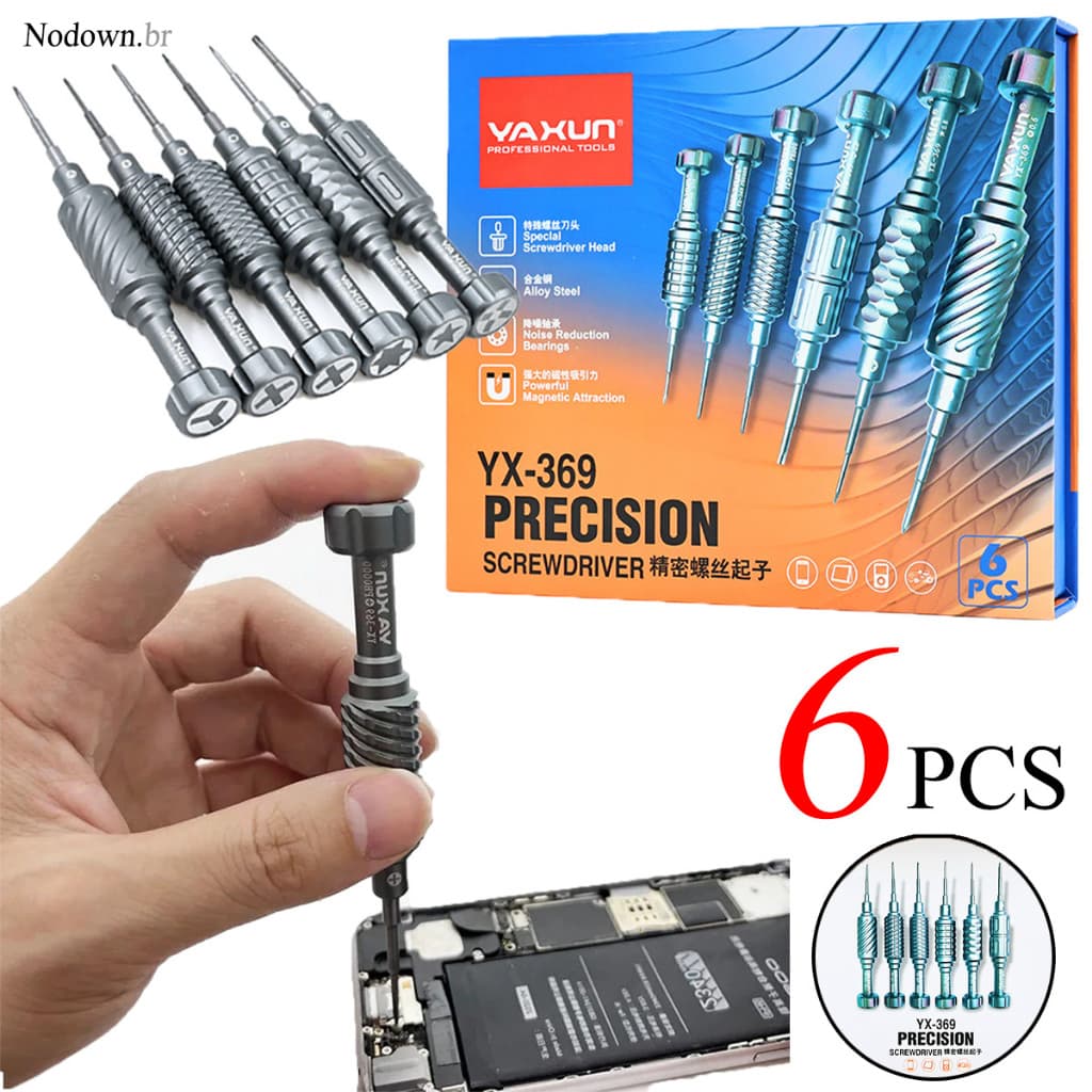 Kit Jogo Ferramenta Chave Magnética Precisão Kit 6 Em 1 Pequenos Reparos Celular PC Notebook Óculos Yaxun Yx-369