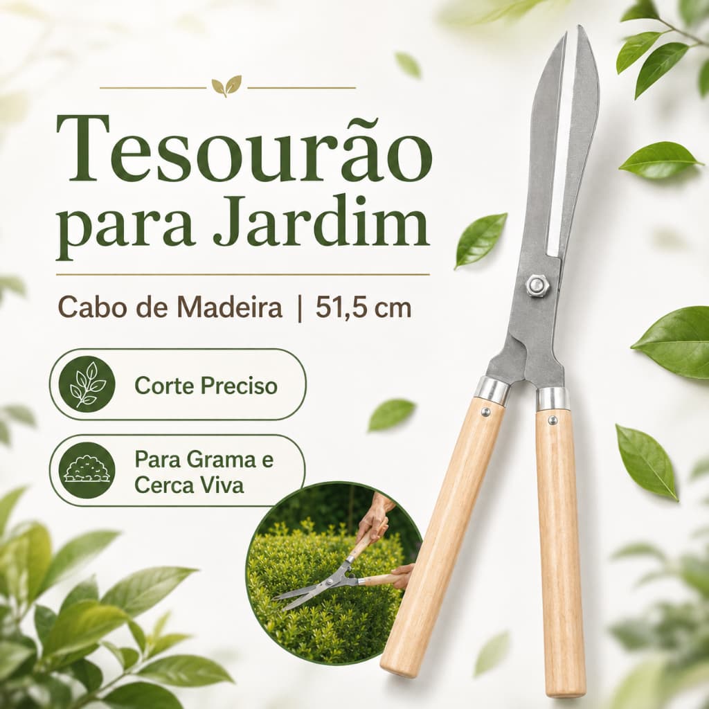 Tesoura de Poda Grama Jardim Cerca Viva Oferta Cerca-viva Tesourão Jardinagem Cabo Madeira