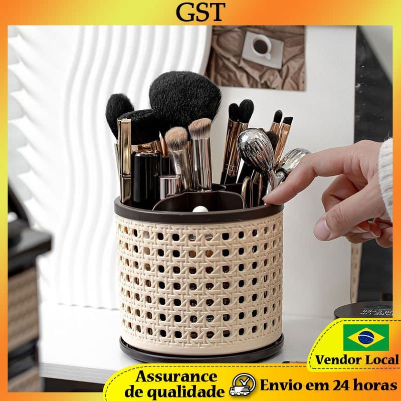 Estilo Retro pincel de maquiagem balde luz luxo High-End sobrancelha lápis escova caixa de armazenamento multifuncional