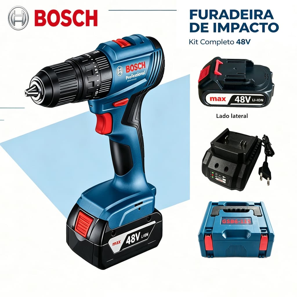 Parafusadeira e Furadeira Bosch Furadeira de Impacto 48V parafusadeira elétrica profissional