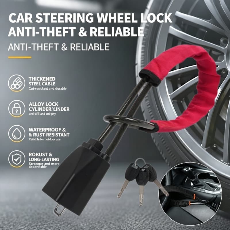 Dispositivo anti-Roubo Universal Para Trava De Volante De Carro , Fivela De Cinto De Segurança Cabo De Aço Corda De Fio