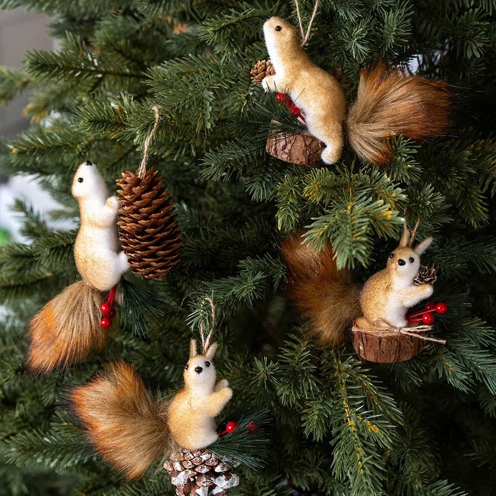 Esquilo Artificial Árvore De Natal Falso Escalada Pet Espuma Ornamento Pingente Decoração Para Casa