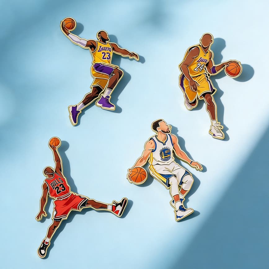 [4pçs] Broches de Liga Estrela da NBA - Decora Roupas e Mochilas