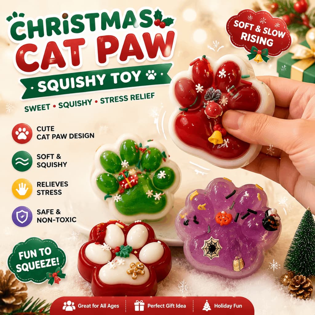 Pata De Gato Fofa Halloween Natal Brinquedo Mole Textura De Lodo Macio Recuperação Lenta Alívio Do Estresse Fidget