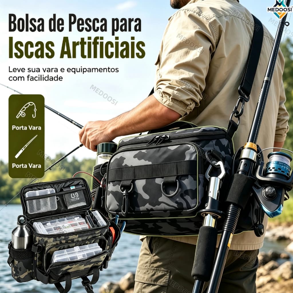 MEDOOSI Bolsa Impermeável de Pesca Ombro | Mochila Armazenamento Isca e Acessórios Portátil Ao Ar Livre​