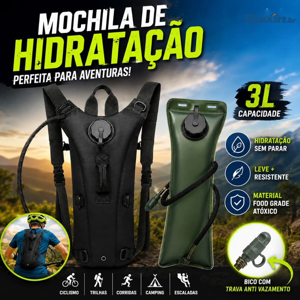 Mochila Hidratação Kms Trilha Bicicleta Térmica C/ Refil 3l
