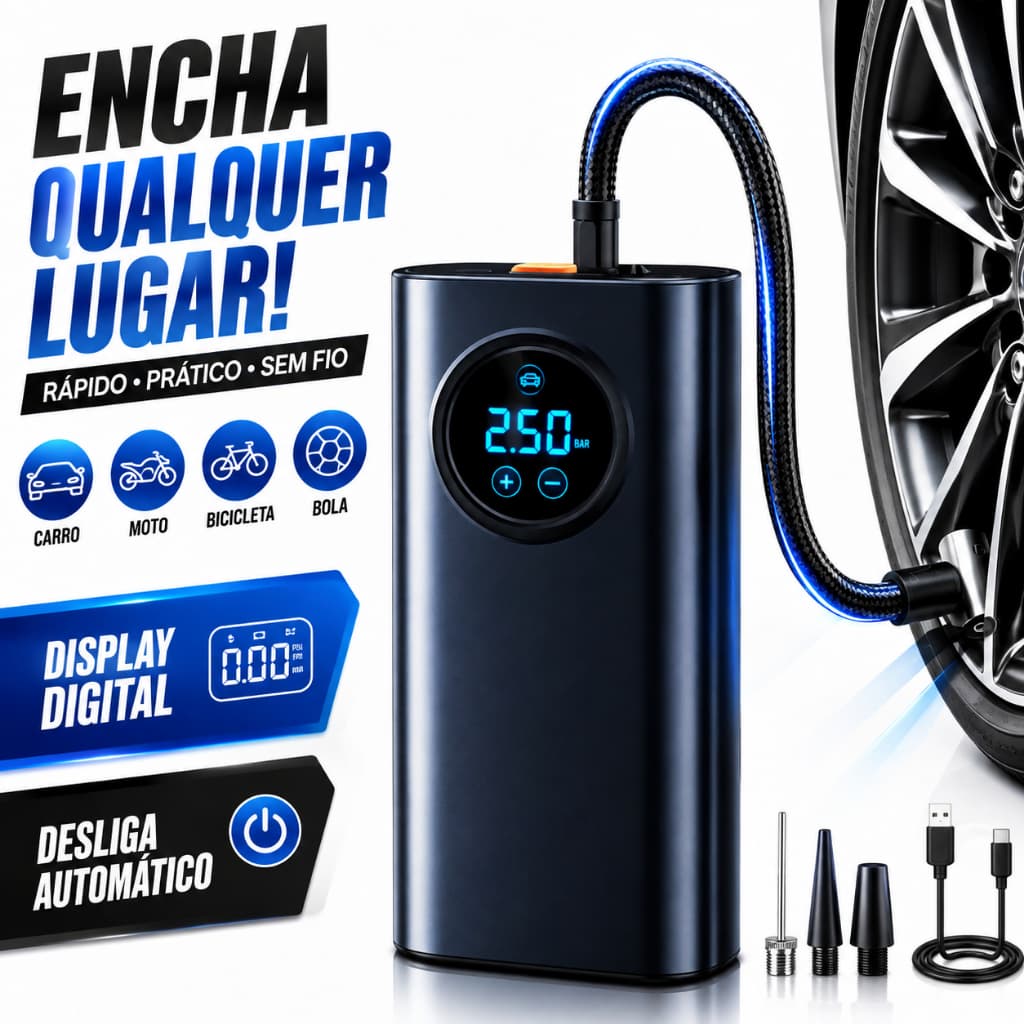 display digital bomba de ar elétrica sem fio pneu inflator motocicleta carro bicicleta compressor de ar portátil