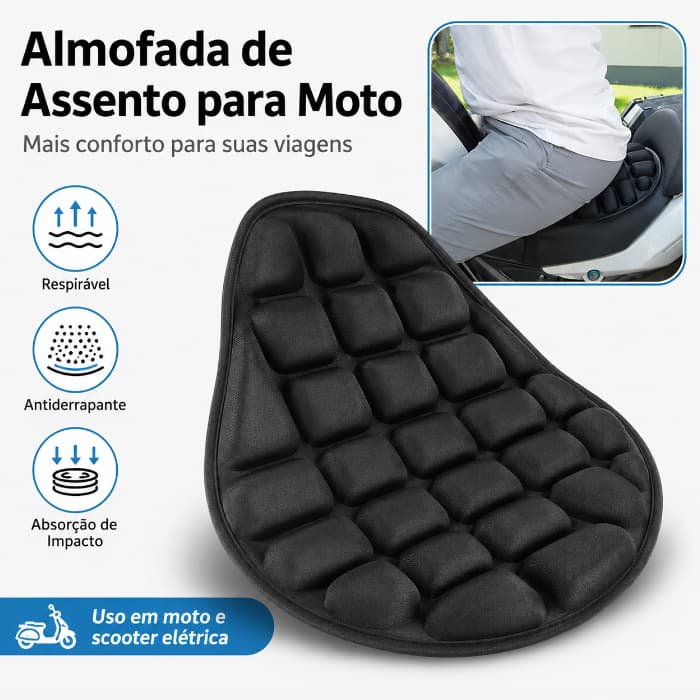 Almofada de Assento Para Moto Respiravel 3D Ergonômica Antiderrapante Alívio para Nádegas