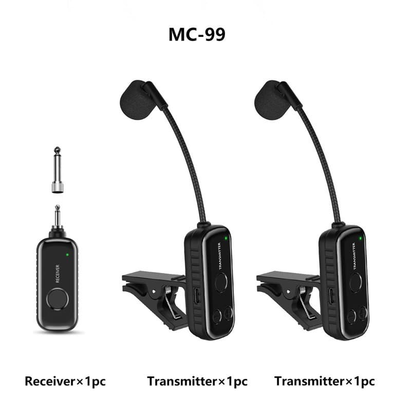 Microfone De Instrumento Sem Fio 2.4G , Plug & Play Para Buzina De Trompete De Saxofone