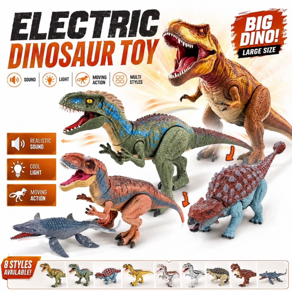 Brinquedo De Dinossauro Elétrico Grande Realista T-Rex Mosasaurus Andando Luz Som Ação Crianças Aniversário