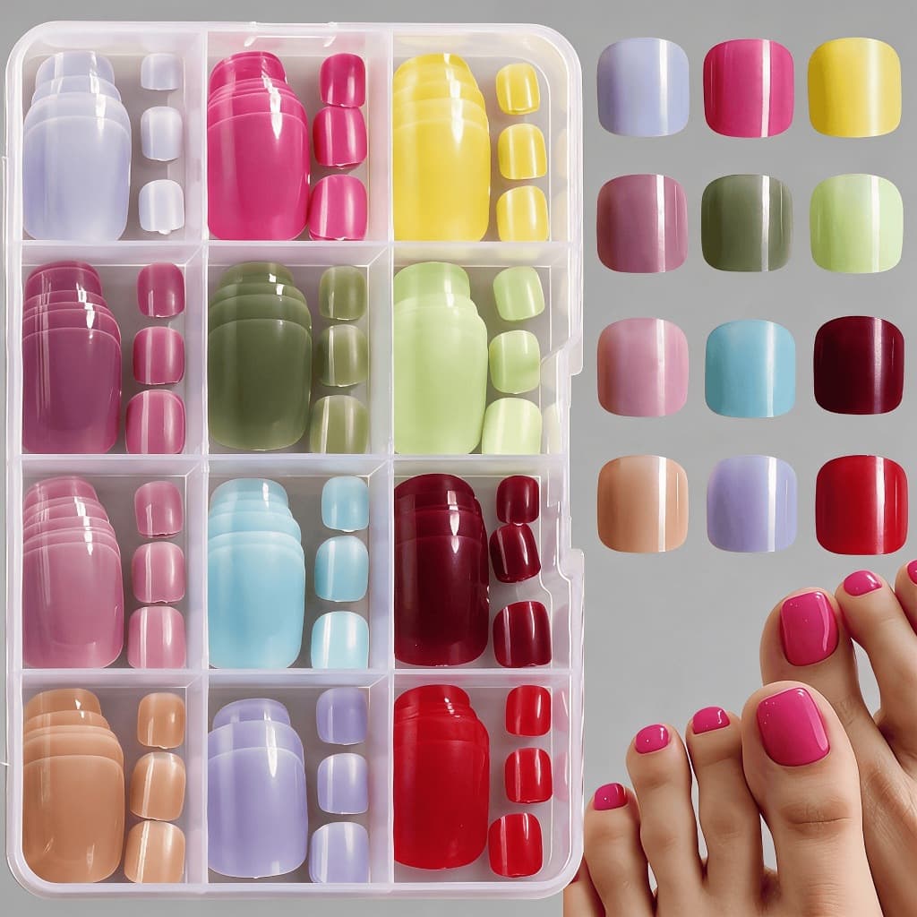 288 Remendos De Unhas Coloridos , 12 DIY Reutilizáveis Quadrados Curtos De Cor Sólida