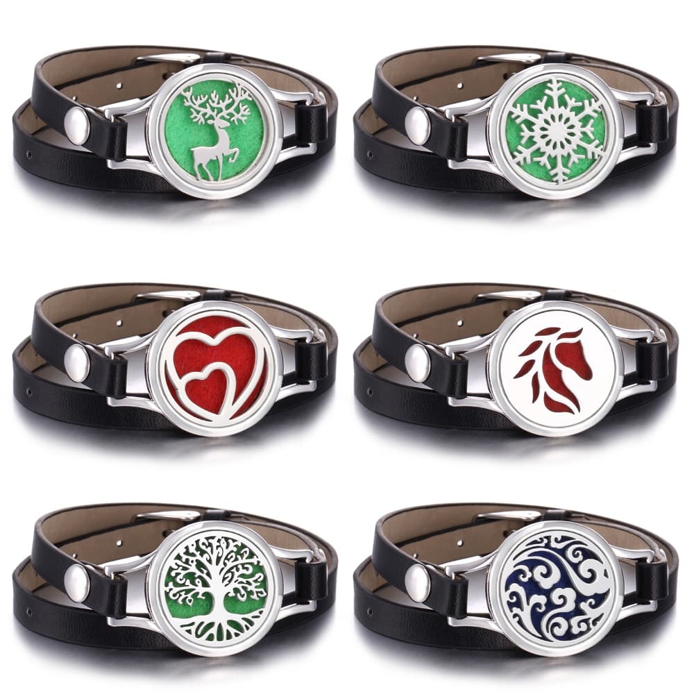 Nova Pulseira De Aromaterapia Pata Amor Coração Difusor De Óleo Essencial Medalhão Torção Parafuso Pulseiras De Couro Do