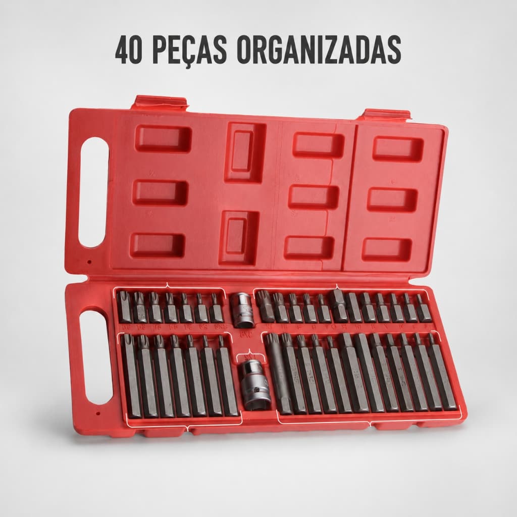 Kit Com 40 Peças De Ferramentas 40 Peças Bit Torx Allen Multidentado Crv De Alta Qualidade