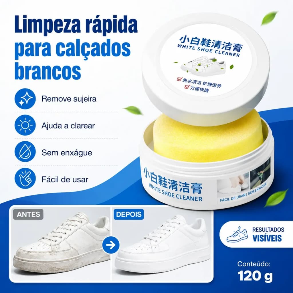 120G/260G Creme De Limpeza De Sapatos Brancos Removedor De Manchas Escova De Tênis Reutilizáveis