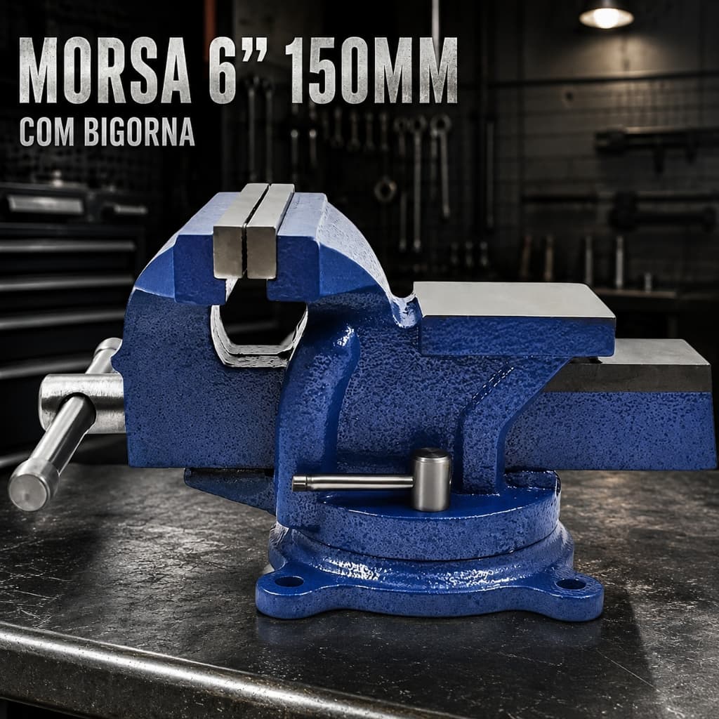 Torno Morsa de Bancada 6" 150 mm Giratória C/ Bigorna