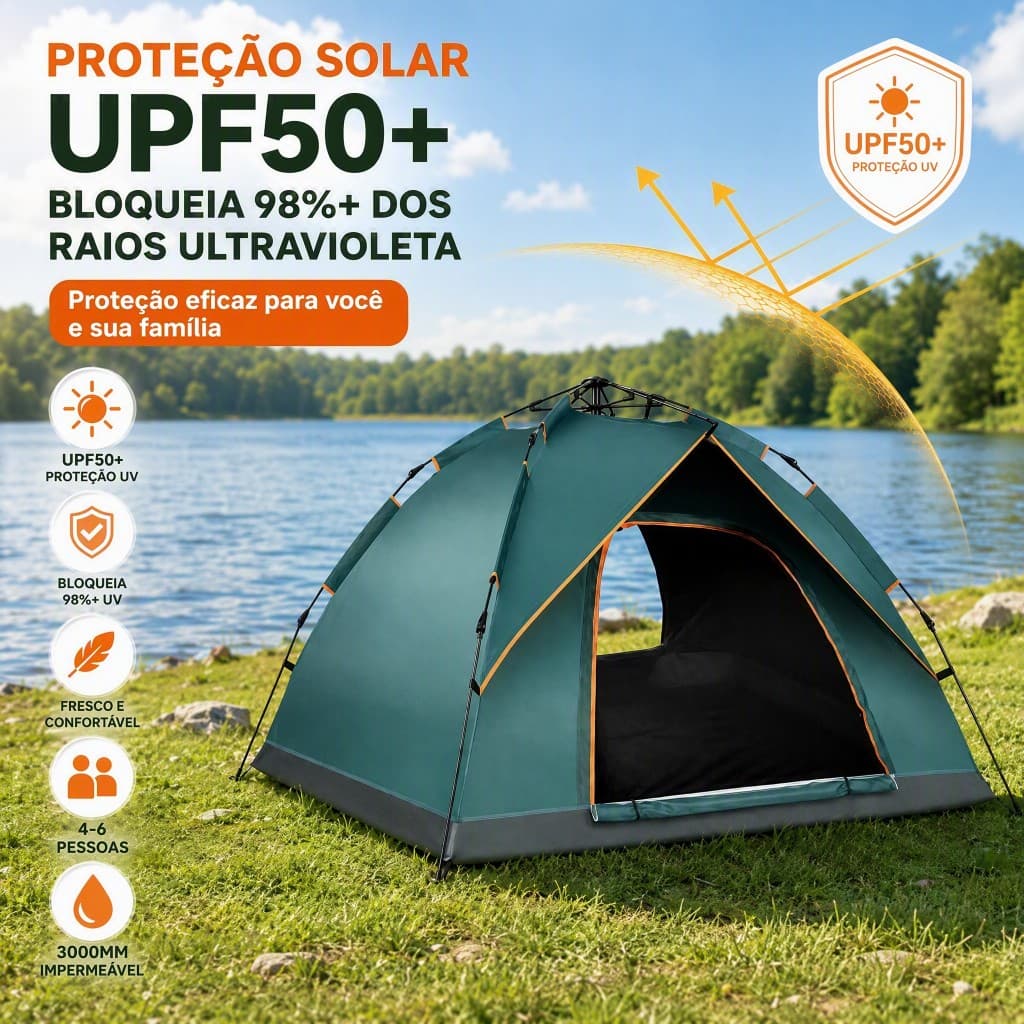 Barraca Camping para 3 4 Pessoas À Prova D'água Dois Andares com 2 Portas, Tenda portátil para camping ao ar livre