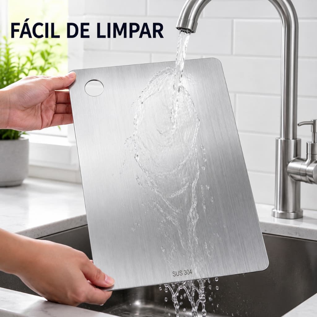 Tábua de Corte Profissional em Aço Inoxidável 304, Antimofo e Antibacteriano, Ferramenta de Cozinha