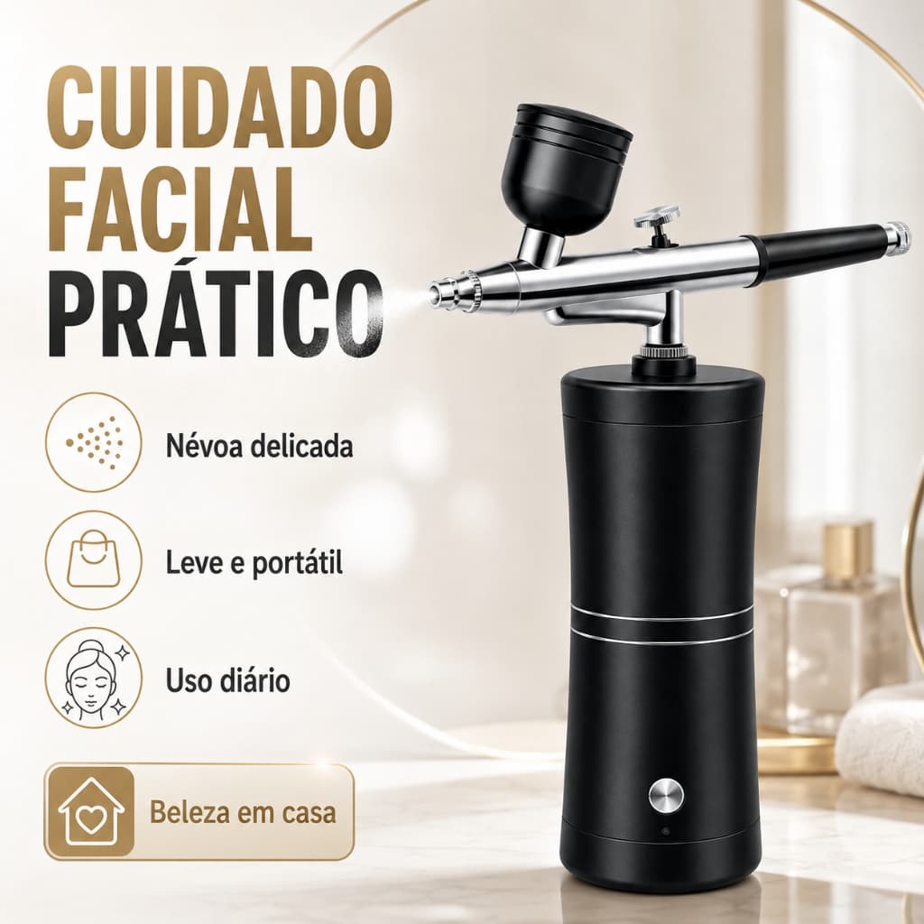 Kit Aerógrafo Portátil Sem Fio Compressor Recarregável USB Profissional Unhas