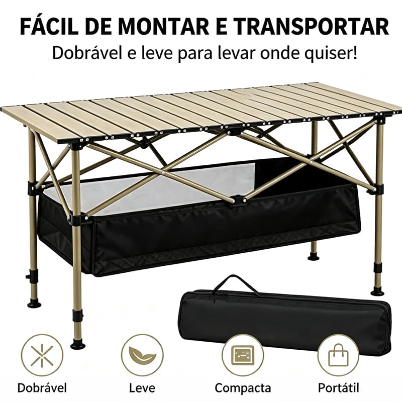 Mesa De Acampamento Dobrável De Alumínio Ultraleve Portátil Com Bolsa De Transporte Para Praia Churrasco Piquenique Viag