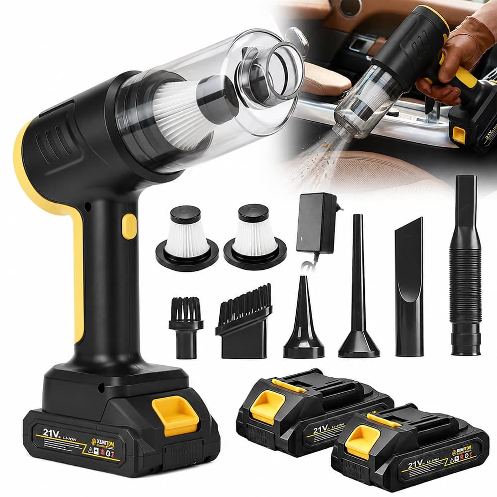 Aspirador Portátil de Pó Sem Fio Soprador 21v 2 Bateria Automotivo Turbo Sem Fio Para Casa e Carro