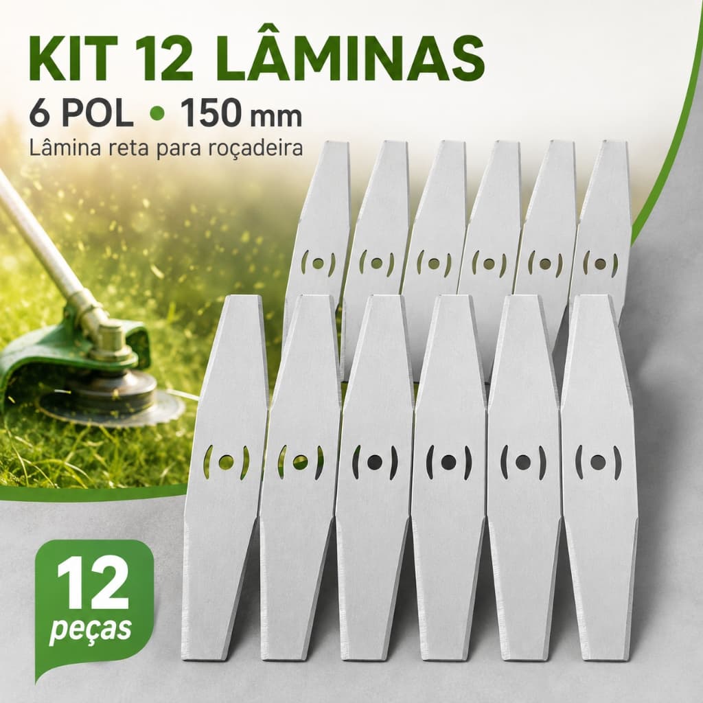 Kit 12 Peças De Lâminas Para Cortador De Grama Lâminas Para Aparador De Grama Acessórios Para Capinador（ 150mm ）