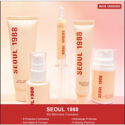 Conjunto de cuidados com a pele coreano mais vendido em Seul em 1988, 5 produtos: ampola + sérum + creme facial, antirru