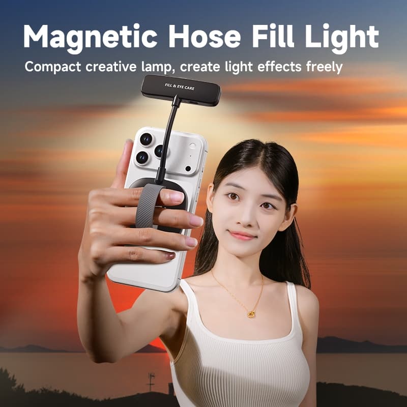 Luz De Preenchimento Magnética Para Selfie Com Pescoço De Ganso E Suporte Telefone , Lâmpada De Leitura iPhone Android