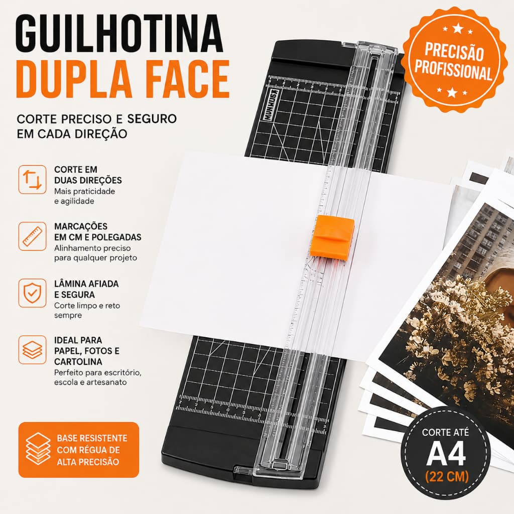Cortador De Papel Guilhotina A4 Portátil Preto Alça Fácil Para Escritório