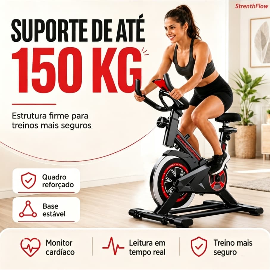 Bicicleta Bike Ergometrica Spinning Detecção De Frequência Cardíaca Academia Fitness Profissional 150kg