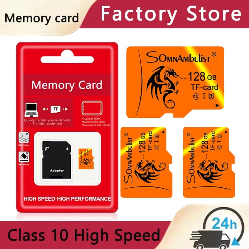 Cartão de memória SD/TF em miniatura classe 10 32GB-128GB Memória estável de grande capacidade