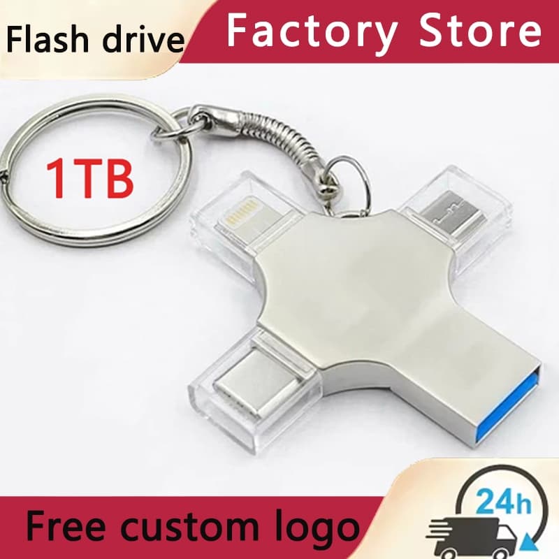 Unidade flash portátil USB3.0 32GB-2TB TYPE-C Unidade flash quatro em um