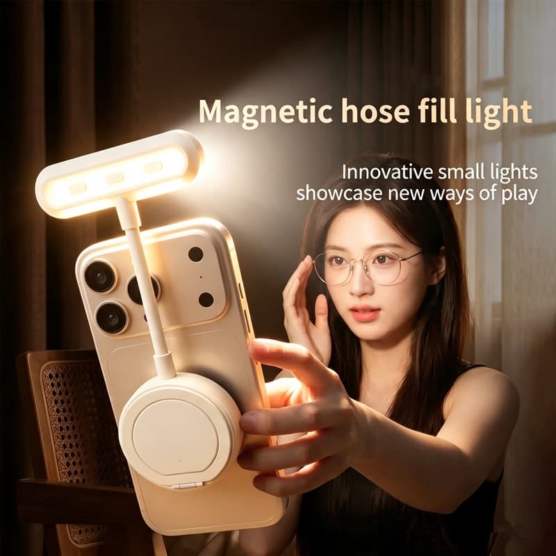 Luz De Preenchimento Magnética LED Para Telefone 2500K-9000K Recarregável Selfie Lâmpada De Leitura De Vídeo Branca