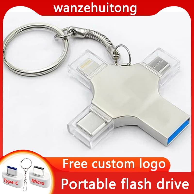 Unidade flash USB3.0 portátil 128GB-2TB TYPE-C Unidade flash quatro em um