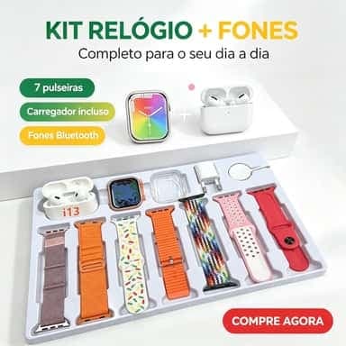 Smartwatch i30 Pro Max + Fone Bluetooth + 7 Pulseiras + Carregador Completo