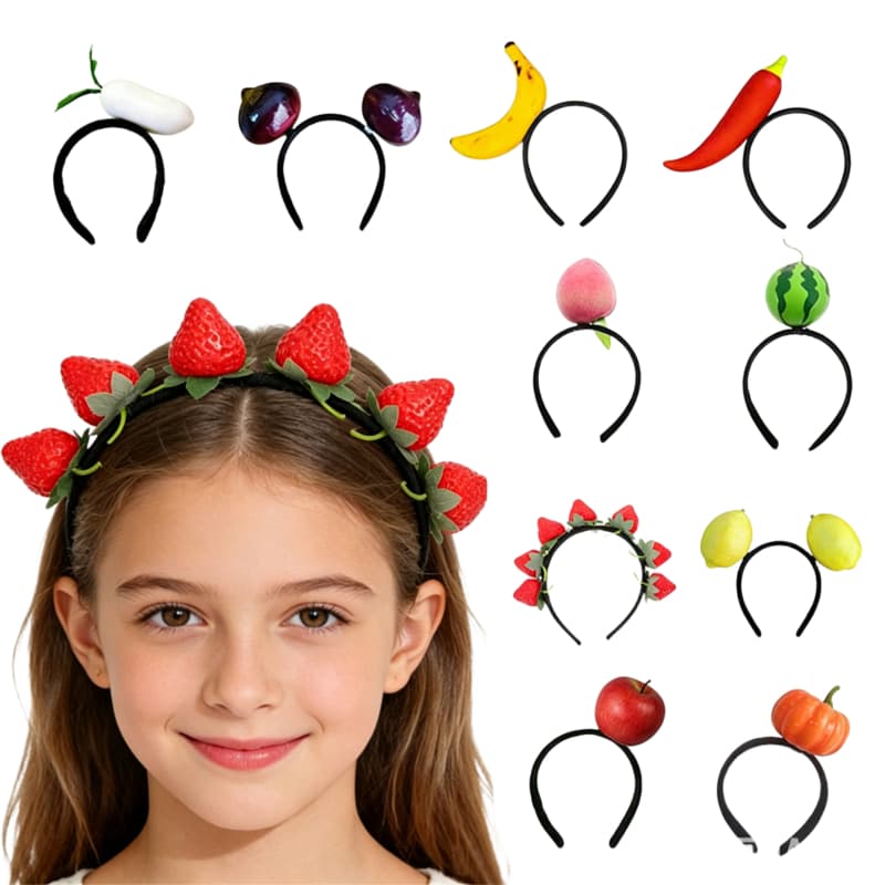 Fruta Vegetal Bandana Simulado Frutas Vegetais Cabelo Hoop Para Crianças Adulto Cosplay Traje Decoração