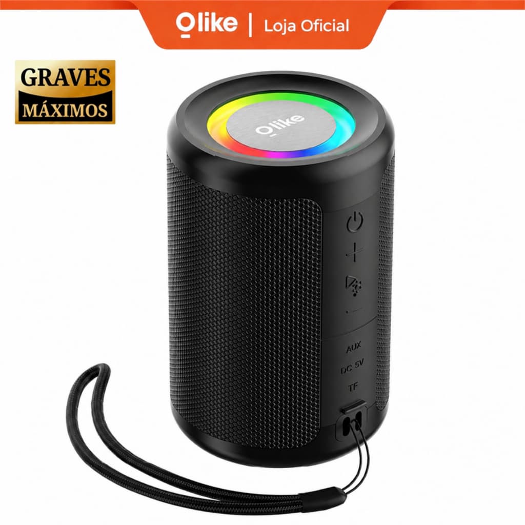 Mini alto-falante Bluetooth Olike SF9 à prova d'água IPX5 bateria com duração de 8 horas luz LED Bluetooth 6.0