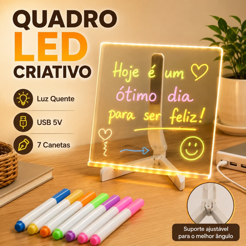 Luminária Led Escrever De Caneta Lousa Quadro Mesa Anotações
