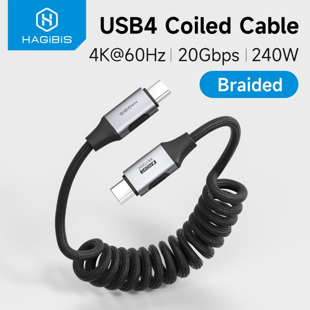 Hagibis Enrolado Em Destaque Cabo USB C Tipo De Carregamento Rápido Para Carro Motocicleta Compatível Com CarPlay Androi