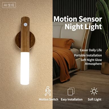 Criativo Moderno Minimalista Inteligente Sensor De Movimento LED Recarregável Luz Noturna , Lâmpada De Parede Acrílica P