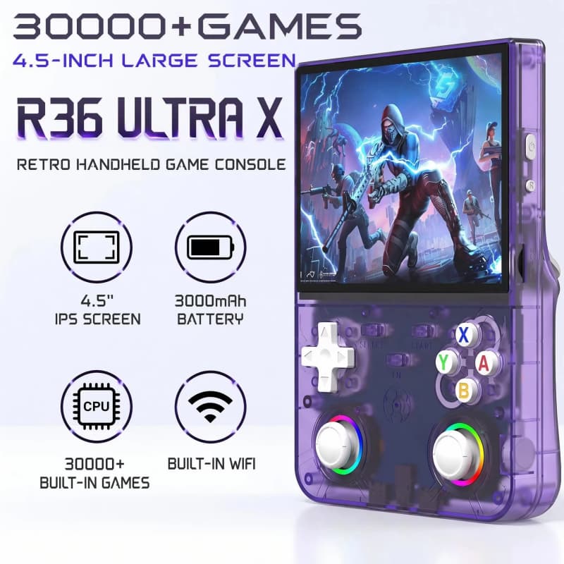 R36 ULTRA X Console De Jogos Portátil Linux Sistema De Código Aberto 4.5 Polegada HD IPS Tela Bolso Retro Arcade Jogo Ví
