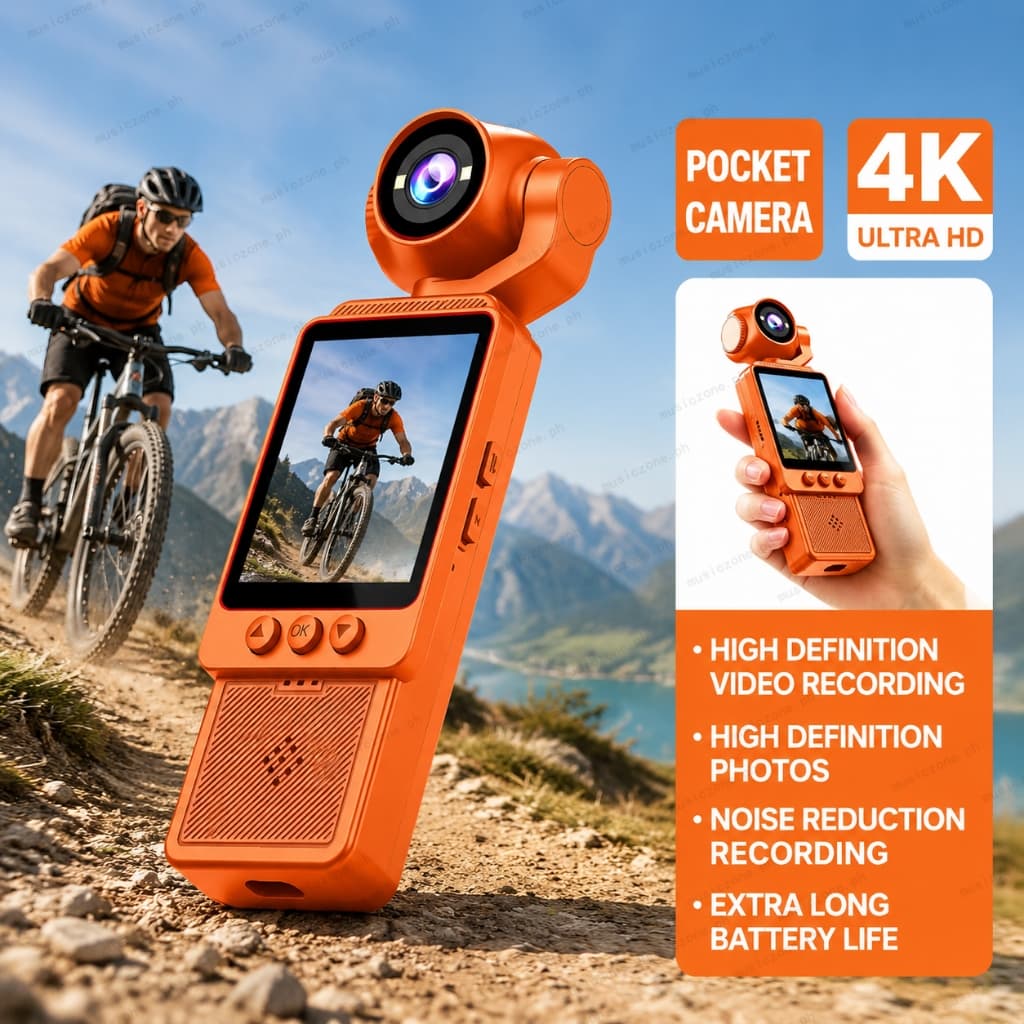 Mini Câmera Vlog Portátil Resolução 4K HD , Conexão WiFi , De Bolso Leve Para Gravação Em Viagens Ao Ar Livre
